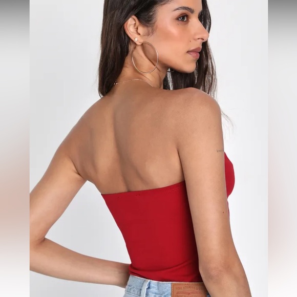 Flirty Obsession Wine Red Strapless Cutout Bodysuit - Picture 4 of 4